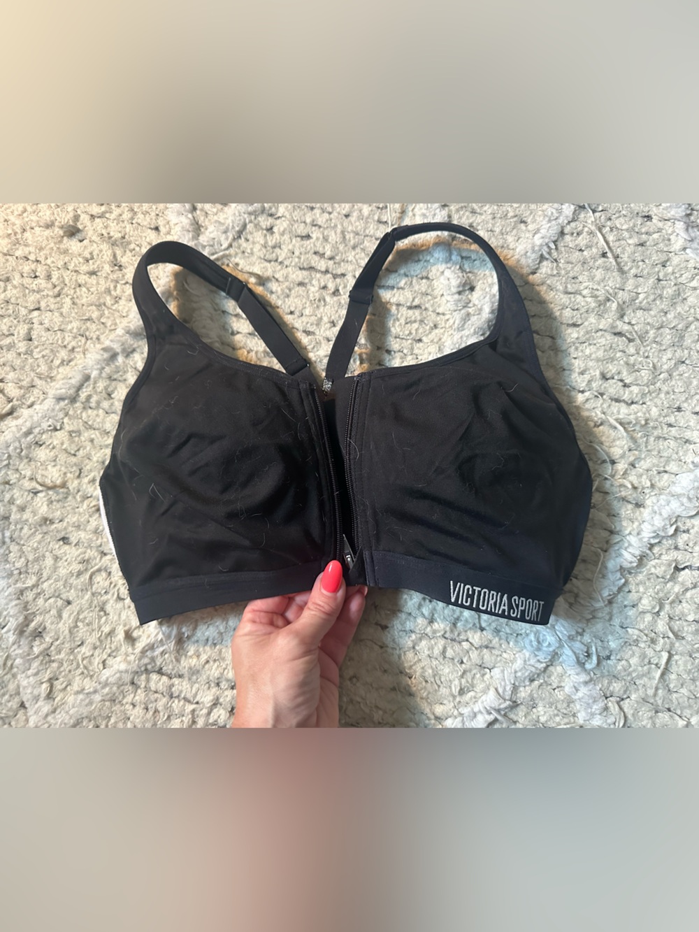 Victoria's Secret Black Front-Zip Supportive Sports Bra